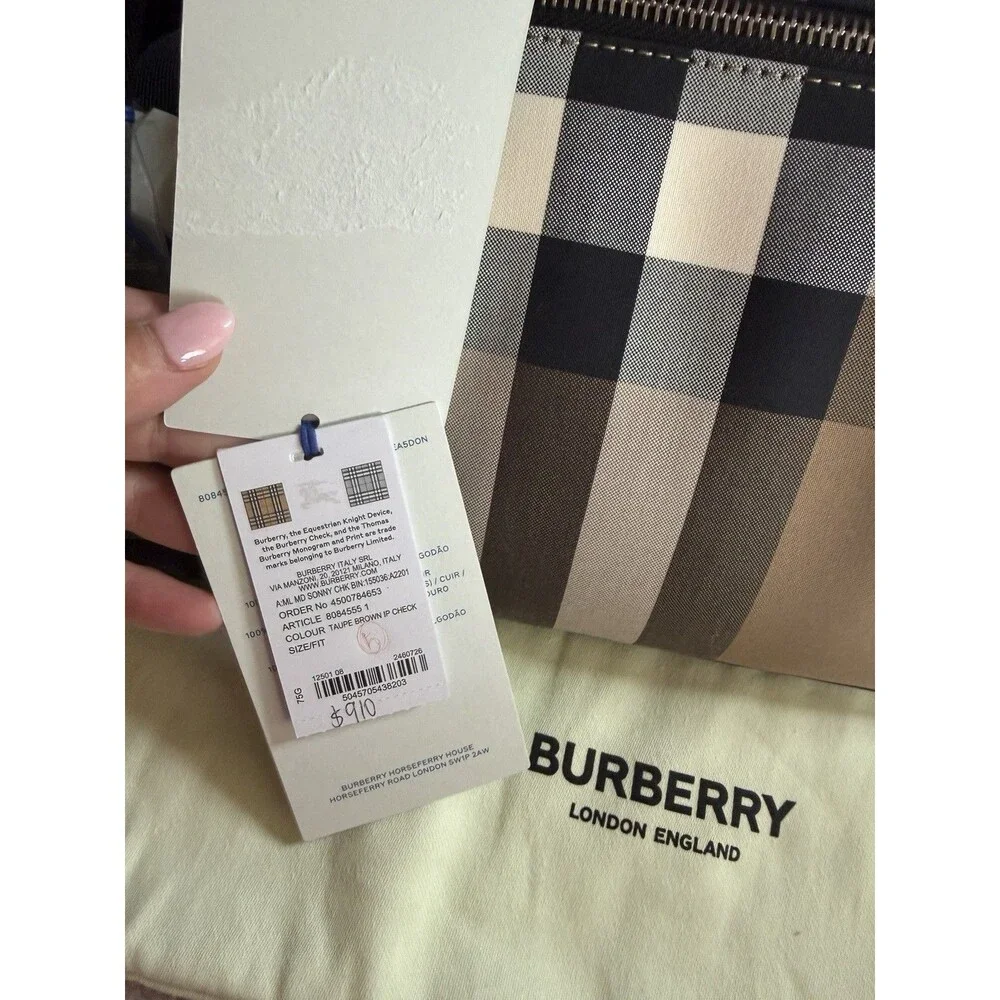 ⁠NWT Burberry Medium Sonny Bum Bag Belt Bag Taupe Brown adjustable strap